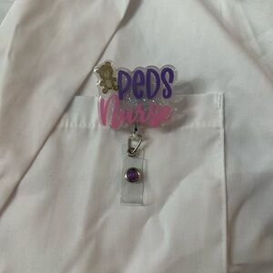 Peds Nurse Badge Holder with Purple and Pink Accents